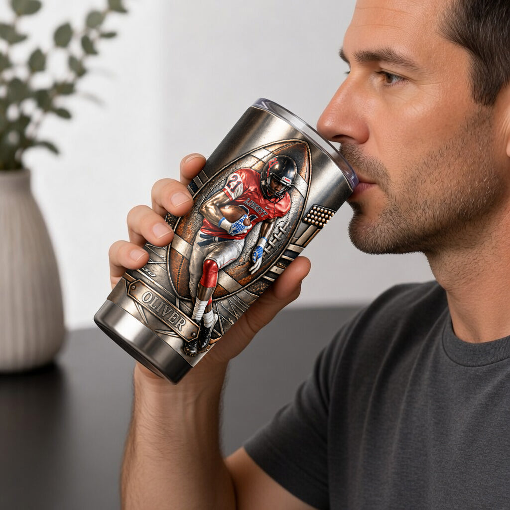 Custom Football Player Photo - Personalized Football Tumbler