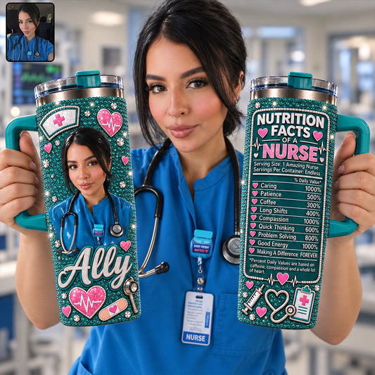 Gift for Nurse - Personalized Nurse Rhinestone Tumbler With Handle