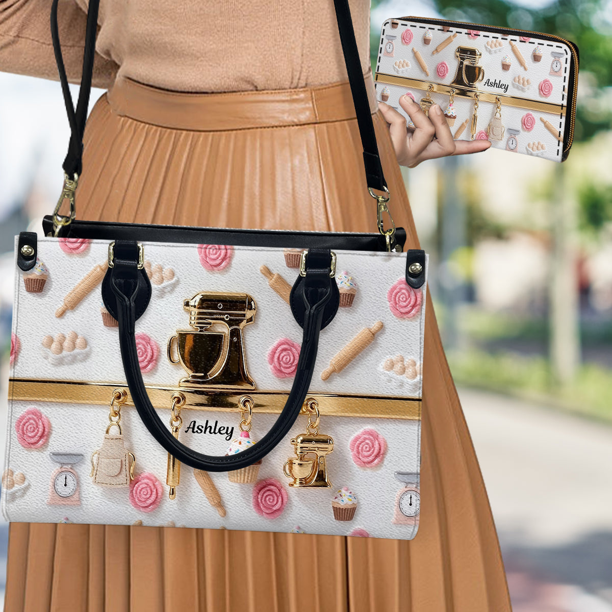 Back-Anhänger – Personalisierte Back-Lederhandtasche & Ledergeldbörse