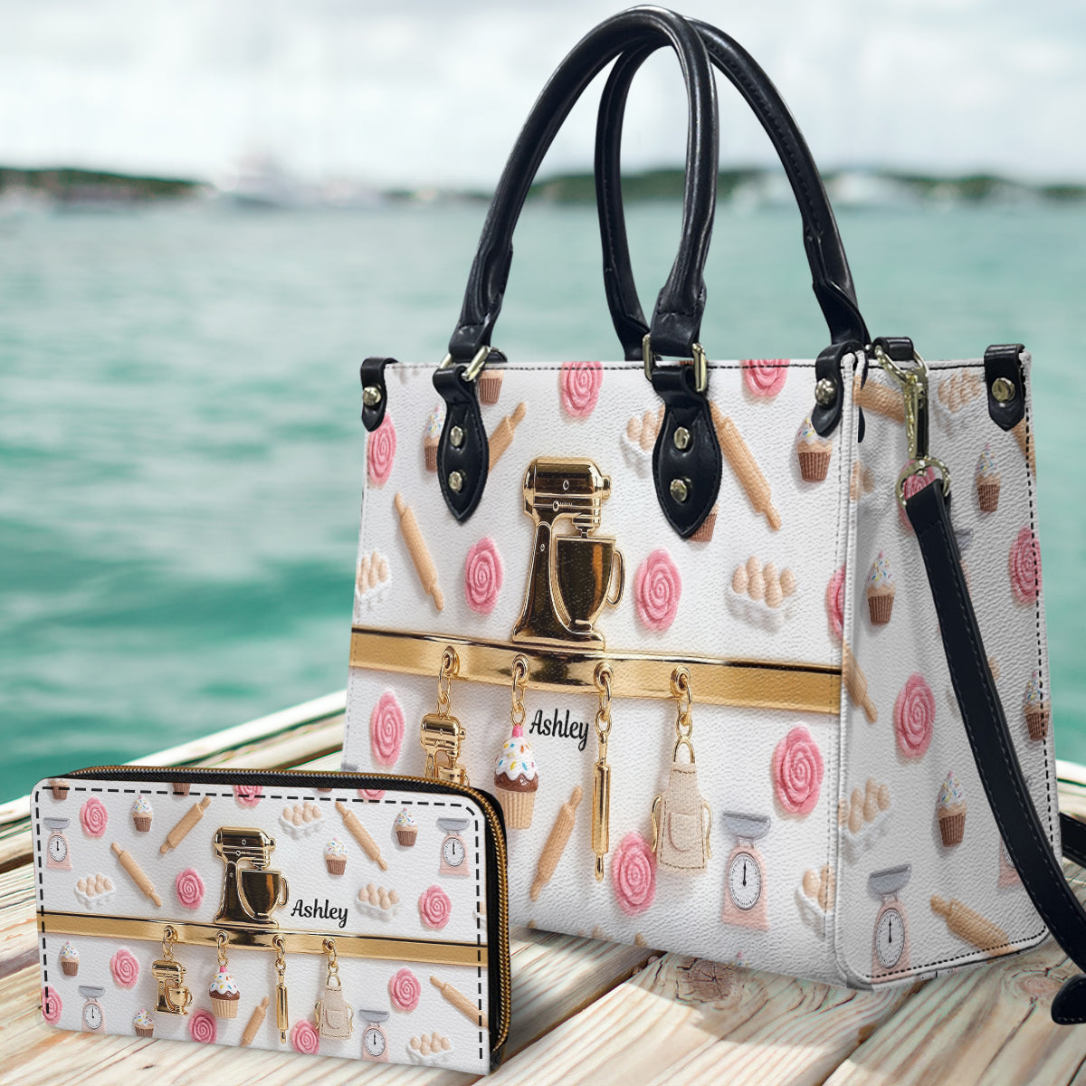 Back-Anhänger – Personalisierte Back-Lederhandtasche & Ledergeldbörse