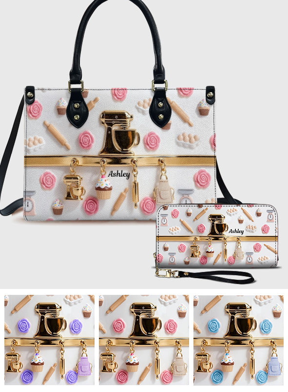 Back-Anhänger – Personalisierte Back-Lederhandtasche & Ledergeldbörse