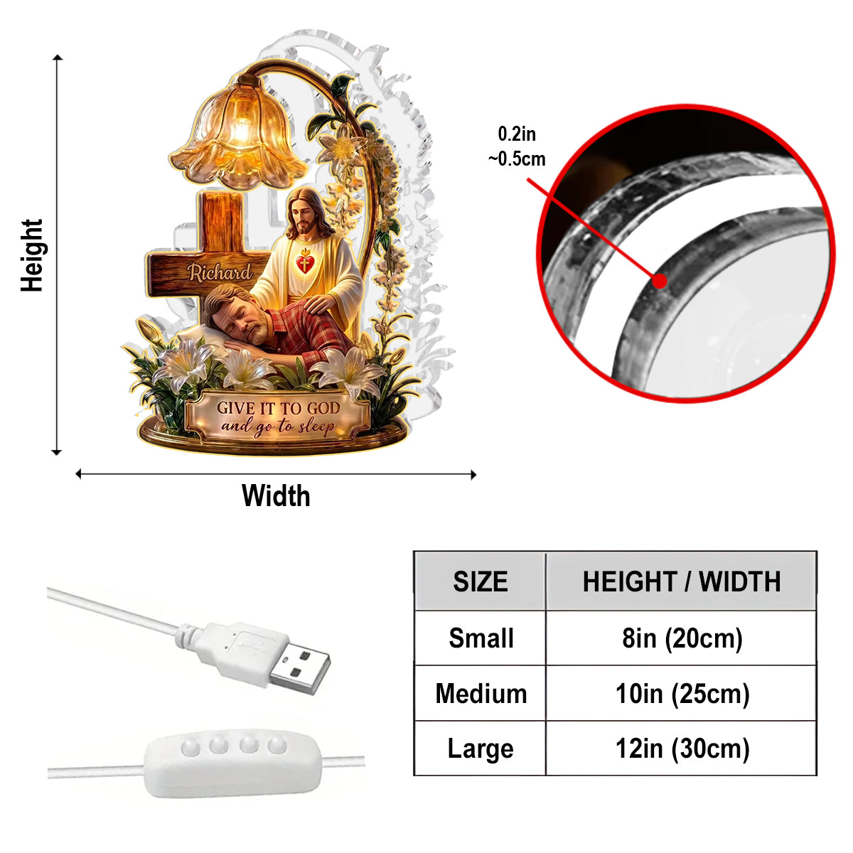 Give It To God And Go To Sleep - Personalized Christian Acrylic LED Night Light