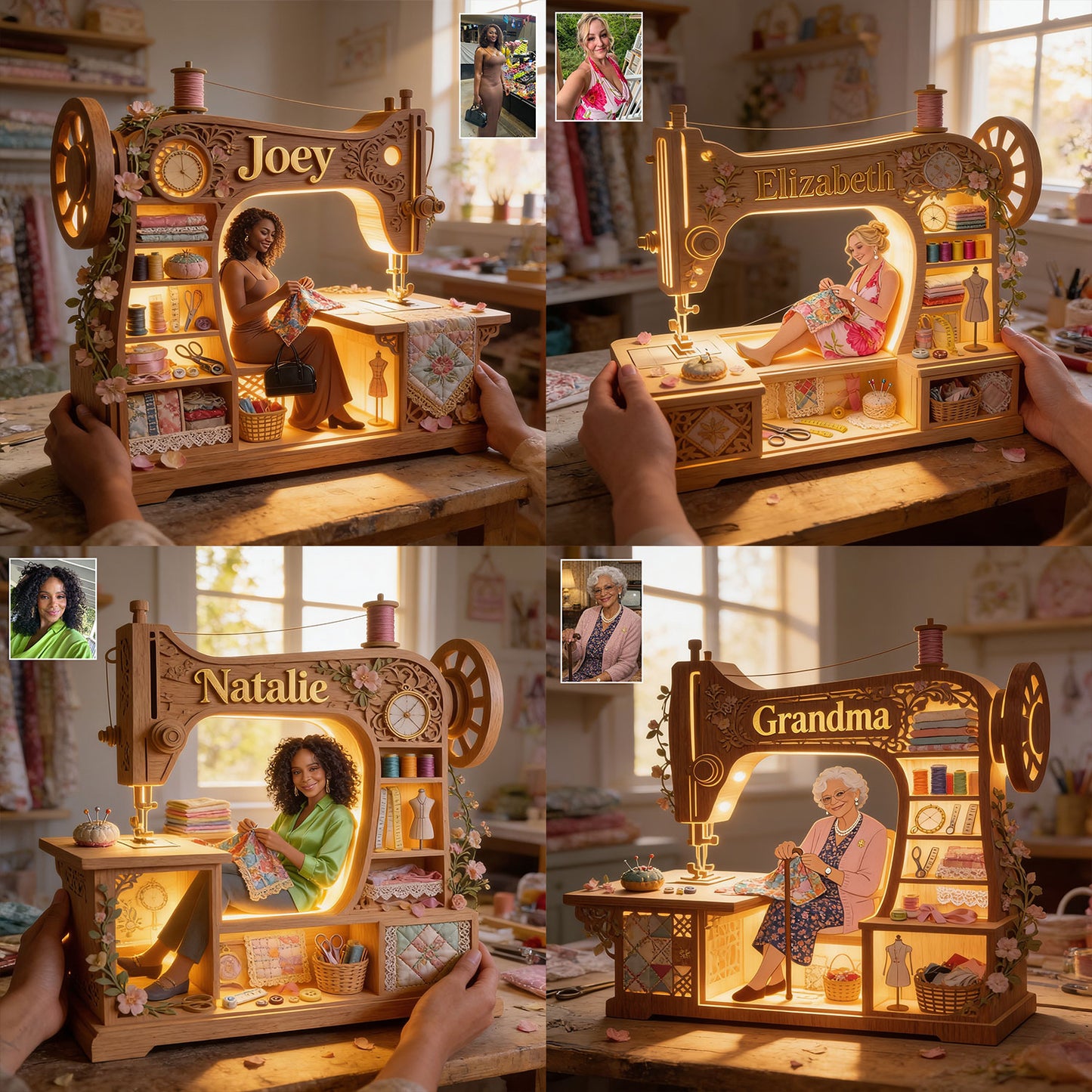 Just A Girl Who Loves Sewing - Personalized Sewing Wooden Light Shadow Box