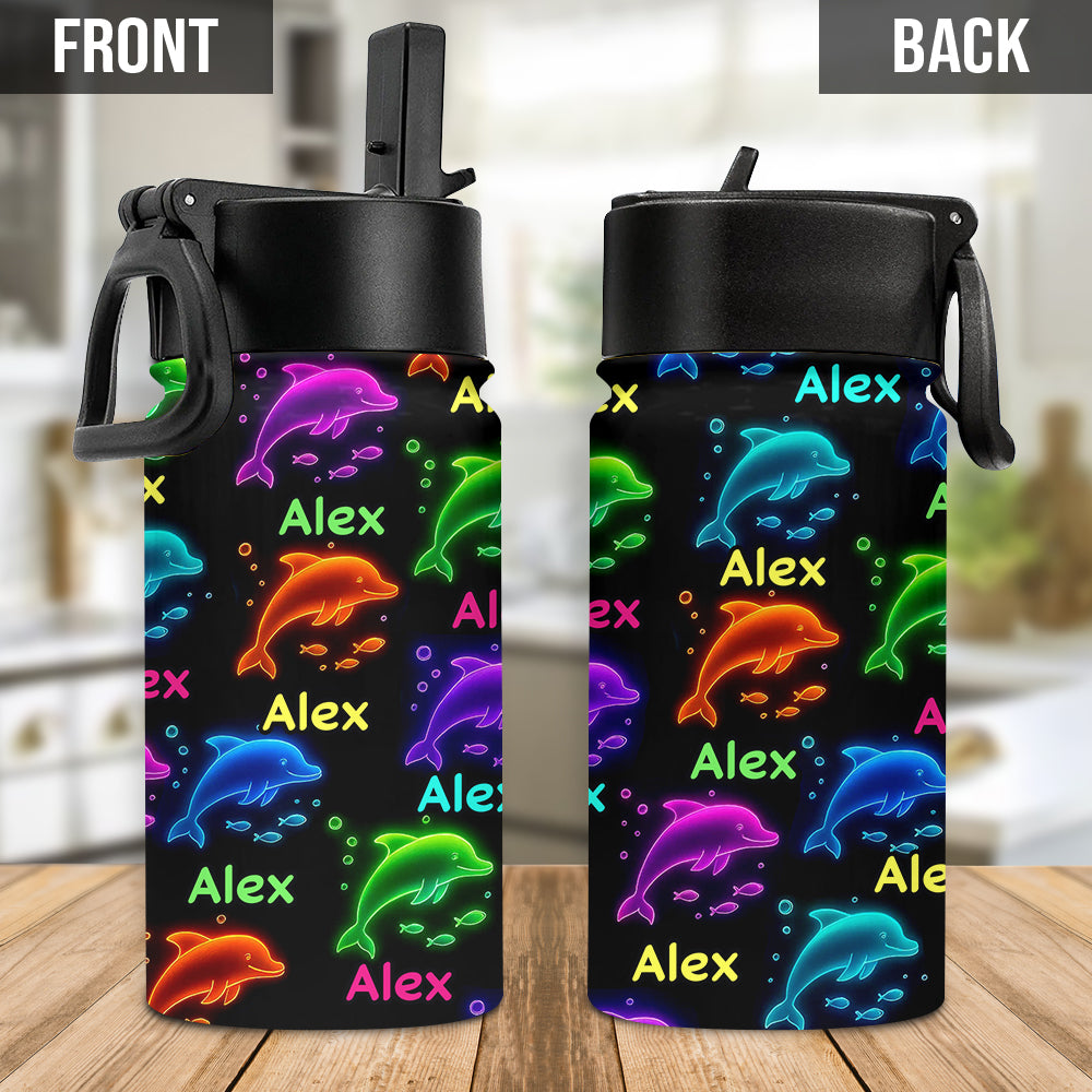 Leuchtende Meerestiere – Personalisierte Wasserflasche für Kinder, die das Meer lieben