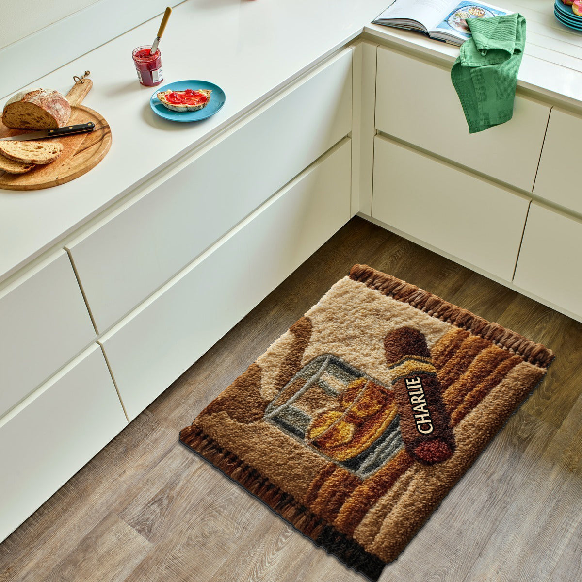 Einzigartiges Geschenk für Whisky-, Bourbon- und Zigarrenliebhaber – personalisierter, rutschfester Whisky-Teppich