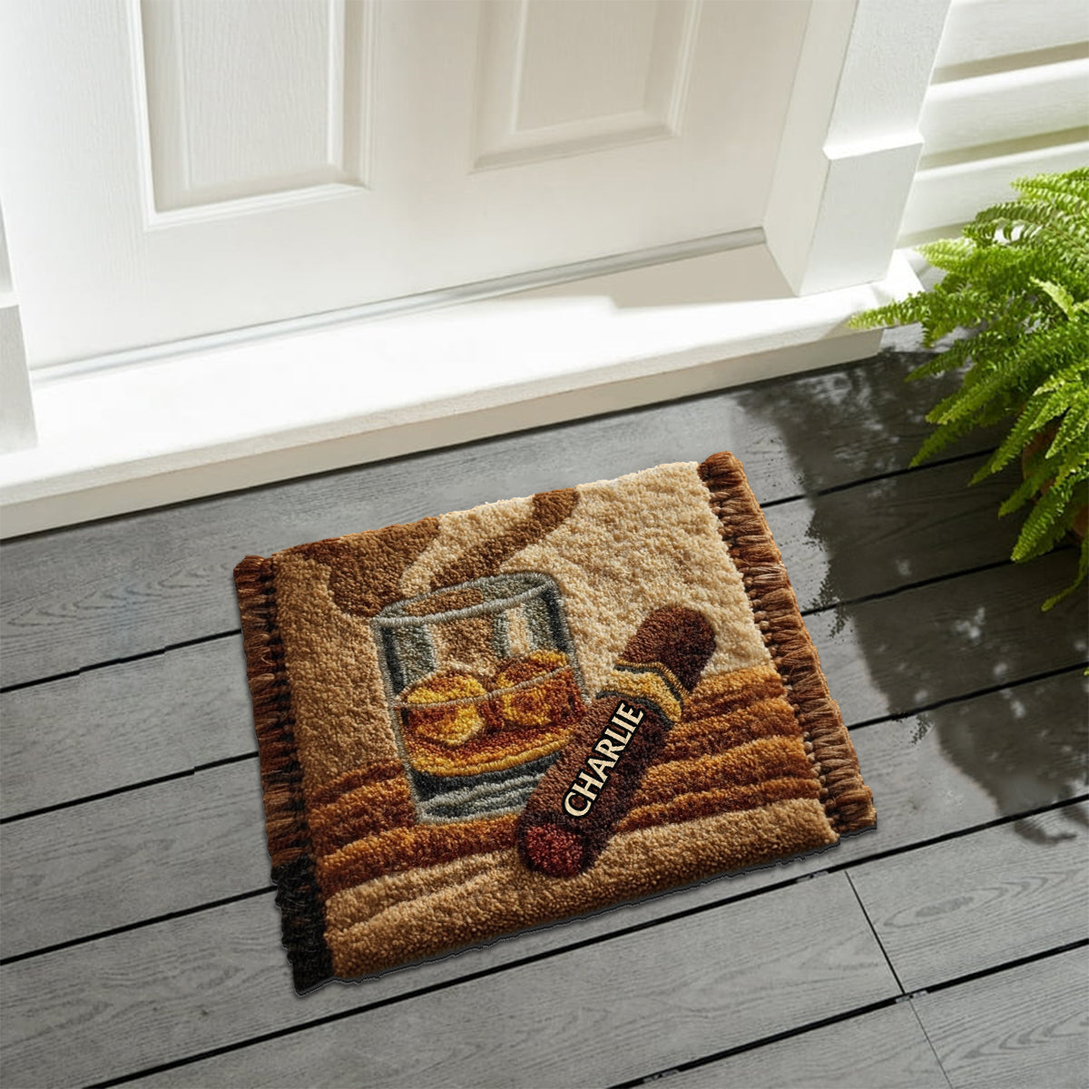 Einzigartiges Geschenk für Whisky-, Bourbon- und Zigarrenliebhaber – personalisierter, rutschfester Whisky-Teppich