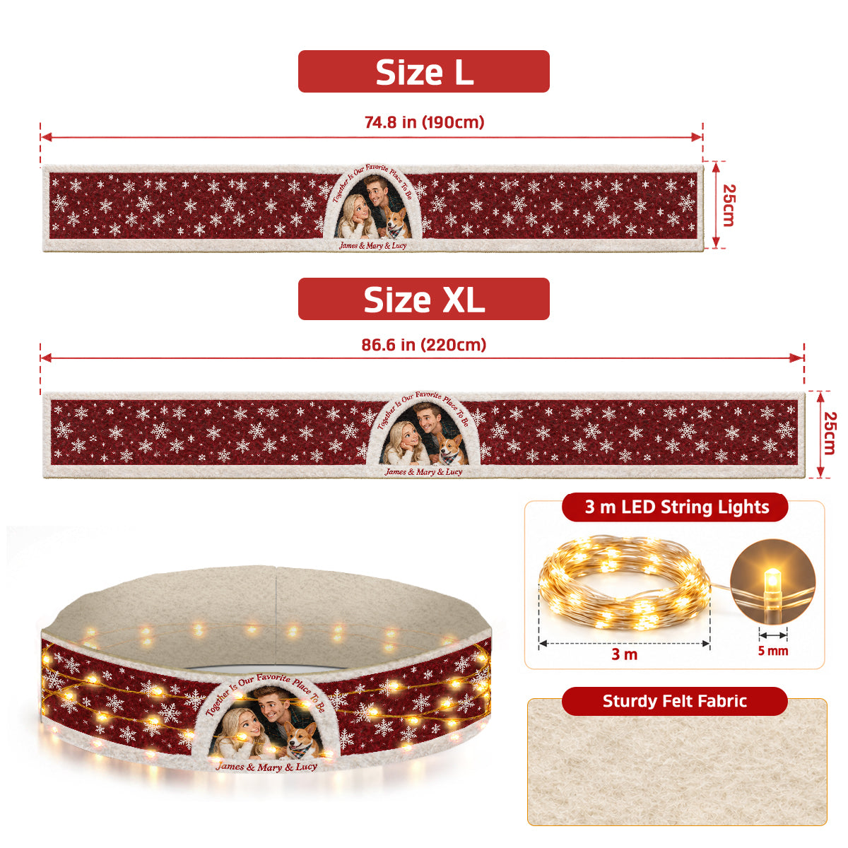 Together Is Our Favorite Place To Be - Personalized Couple LED Light Tree Collar