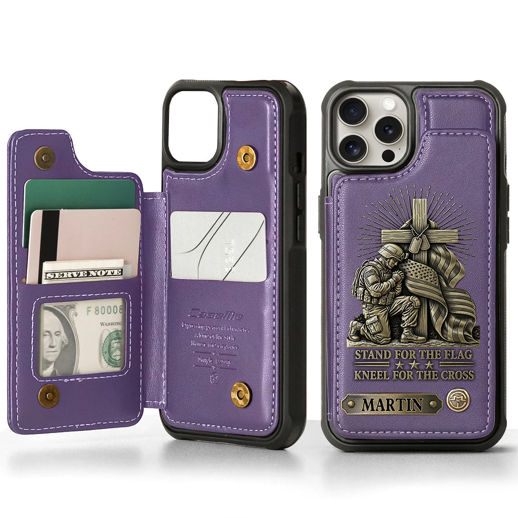 Kneel For The Cross - Personalized Veteran Wallet Phone Case