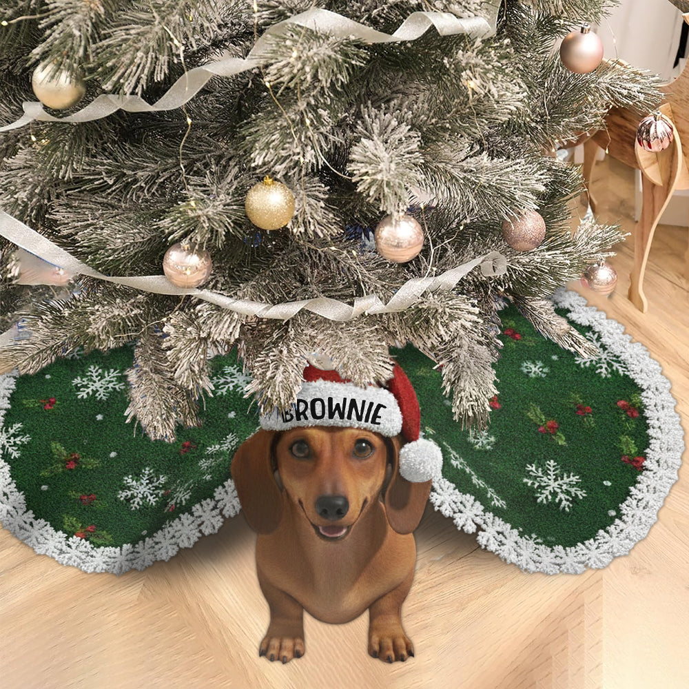 Merry Dogmas Custom Photo - Personalized Dog Shaped Tree Skirt