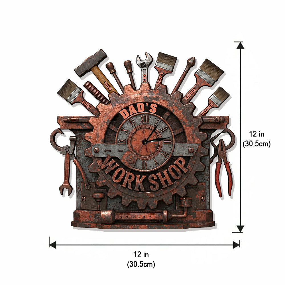 Dad's Workshop - Personalized Father LED Light Wall Clock