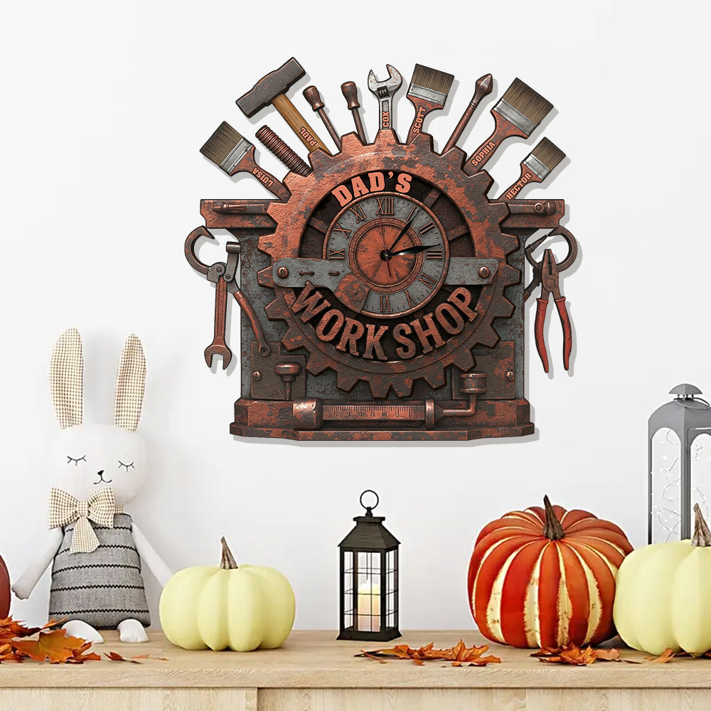 Dad's Workshop - Personalized Father LED Light Wall Clock