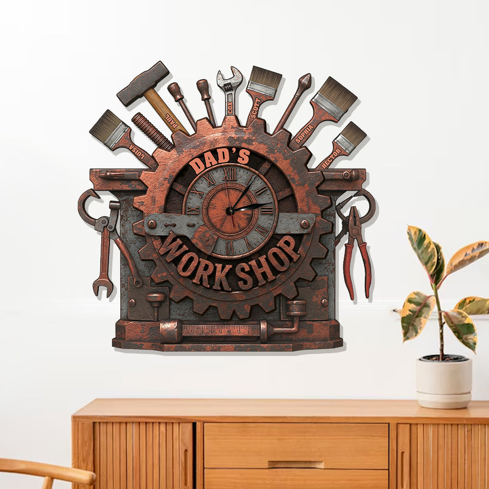 Dad's Workshop - Personalized Father LED Light Wall Clock
