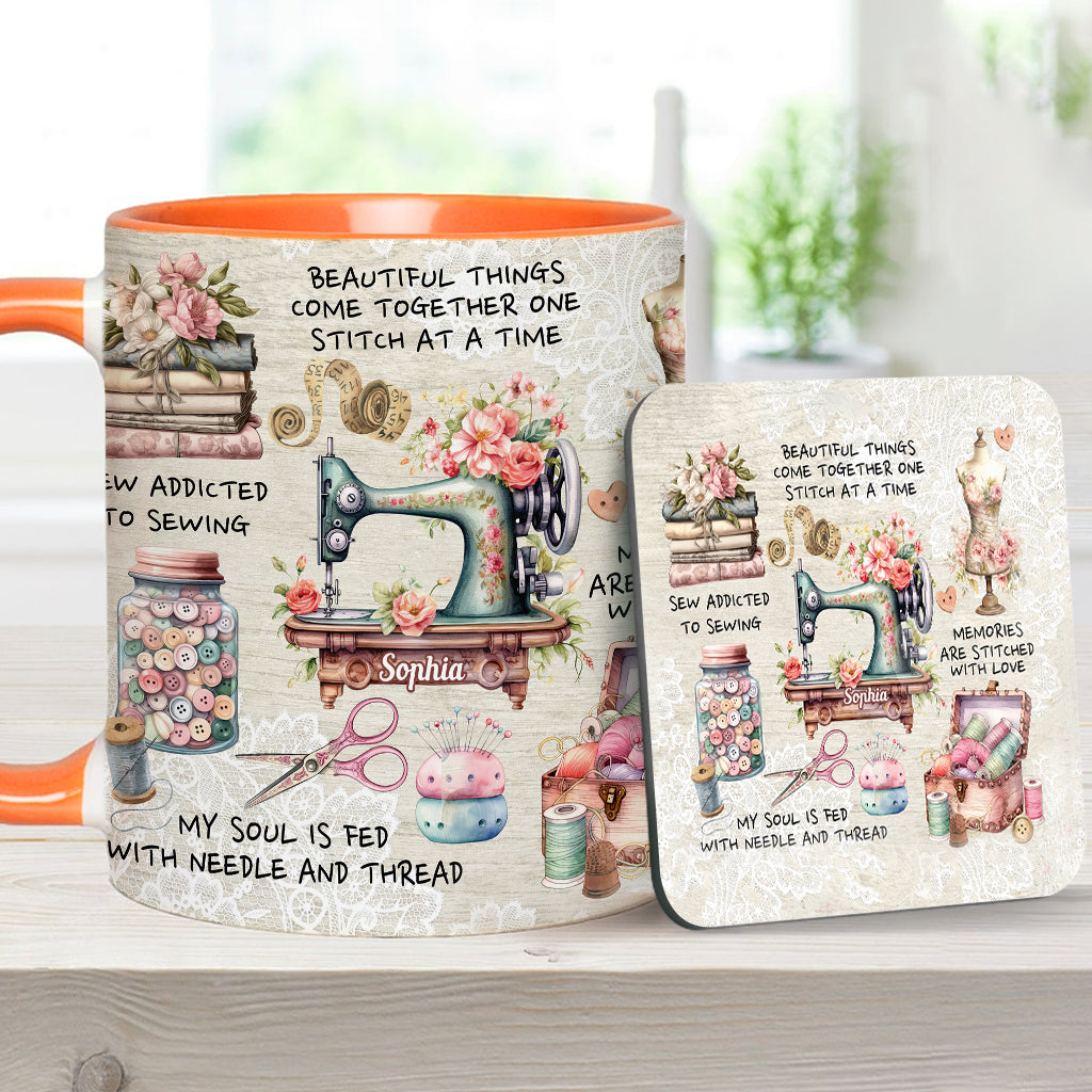 Näherverrückt – Personalisierte Tasse mit Nähmotiv