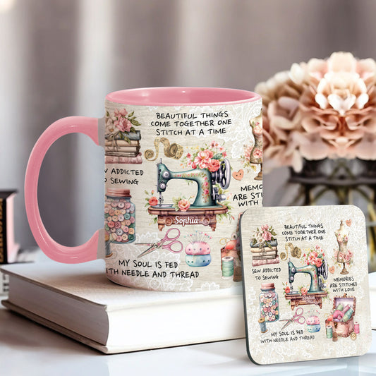 Sew Addicted To Sewing - Personalized Sewing Accent Mug
