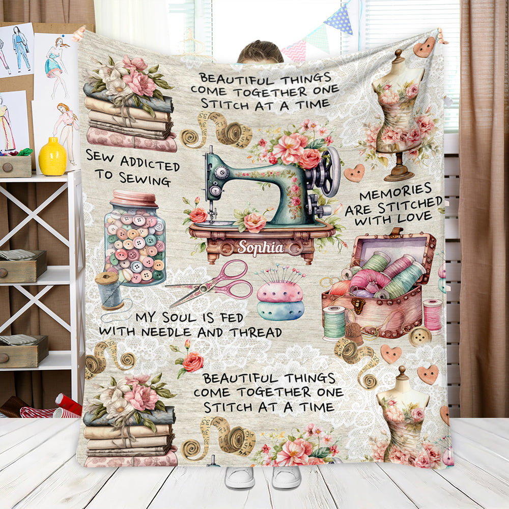 Sew Addicted To Sewing - Personalized Sewing Blanket