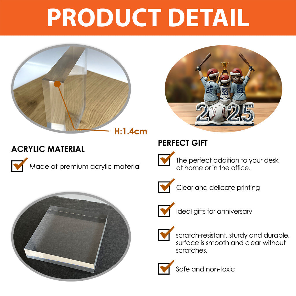 Baseball-Familie – Personalisierte Acrylplakette in Baseballform