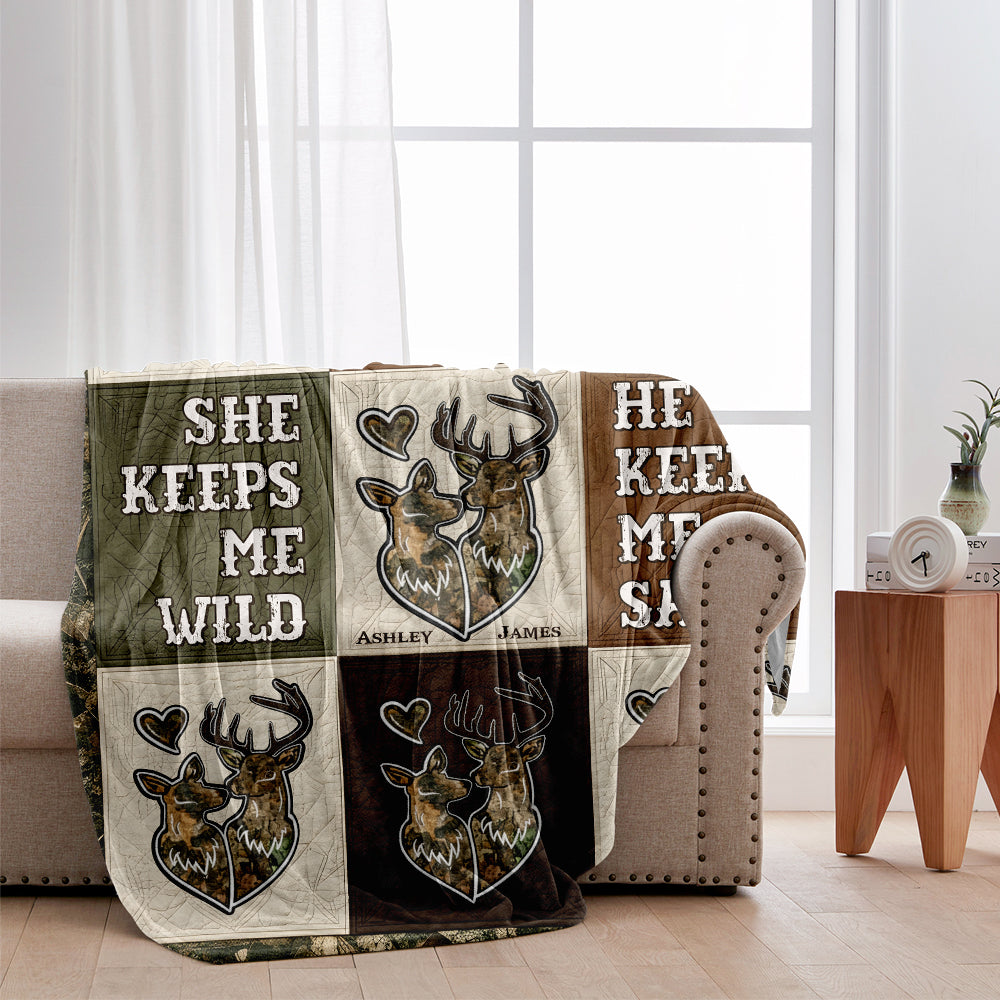 Hunting Couple - Personalized Hunting Blanket