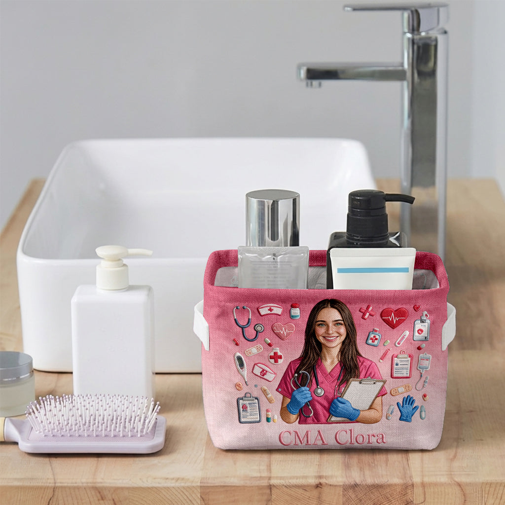 Nursing Is A Work Of Heart - Personalized Nurse Rectangle Storage Basket