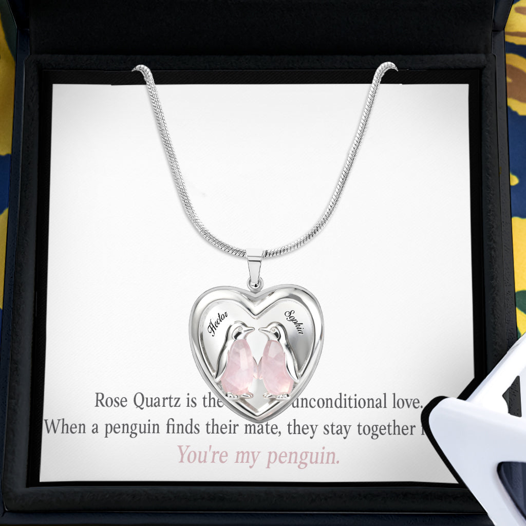 Gift For Her, Valentine Gift, You're My Penguin - Personalized Couple Heart Pendant Necklace
