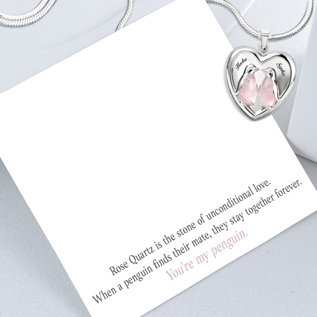 Gift For Her, Valentine Gift, You're My Penguin - Personalized Couple Heart Pendant Necklace