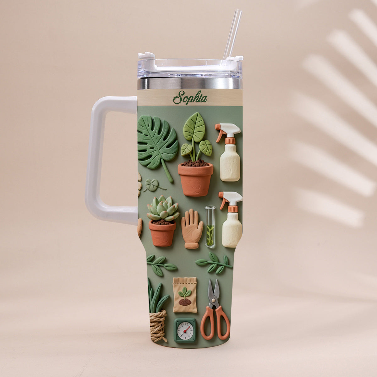 Plant Mom - Personalized Gardening Tumbler With Handle