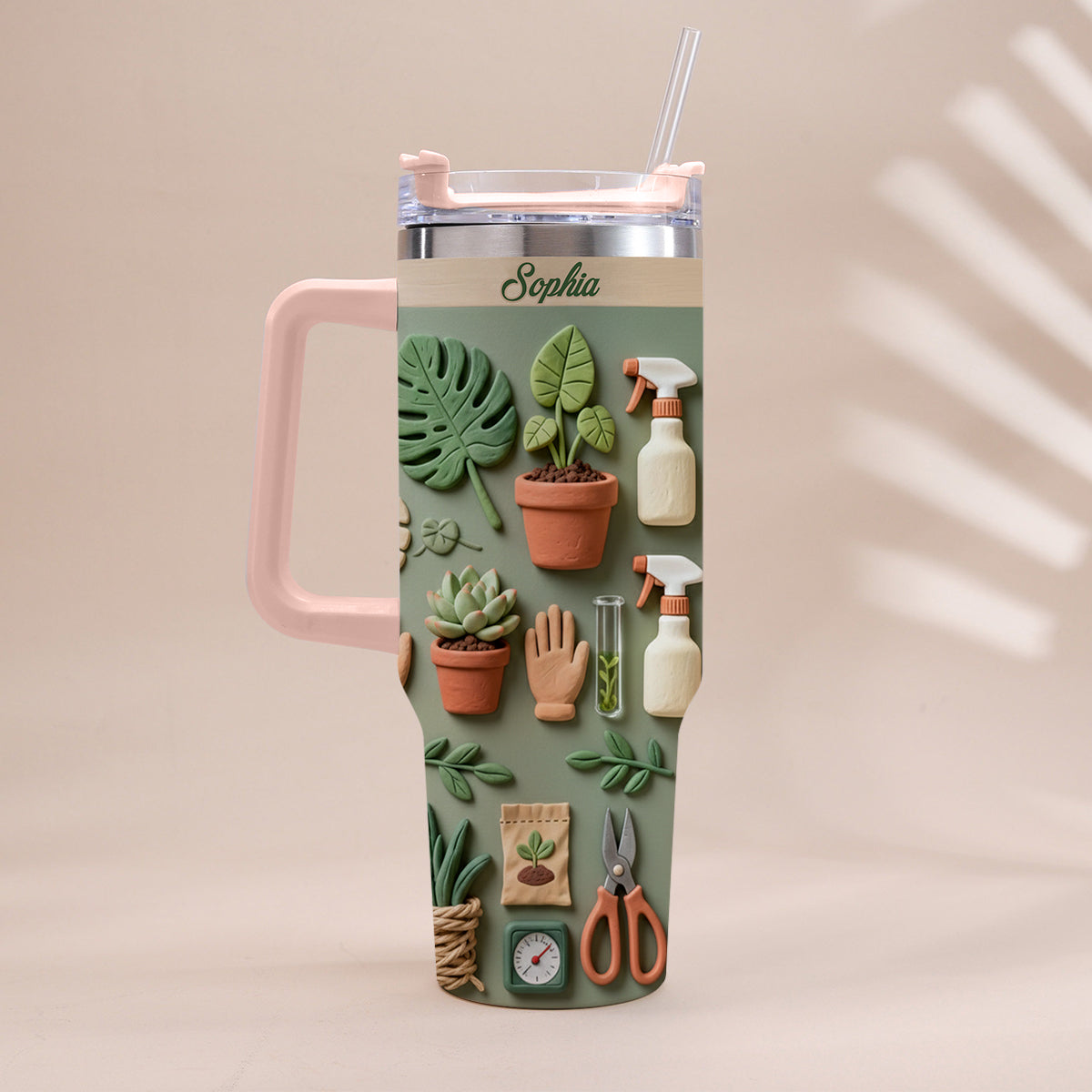 Plant Mom - Personalized Gardening Tumbler With Handle
