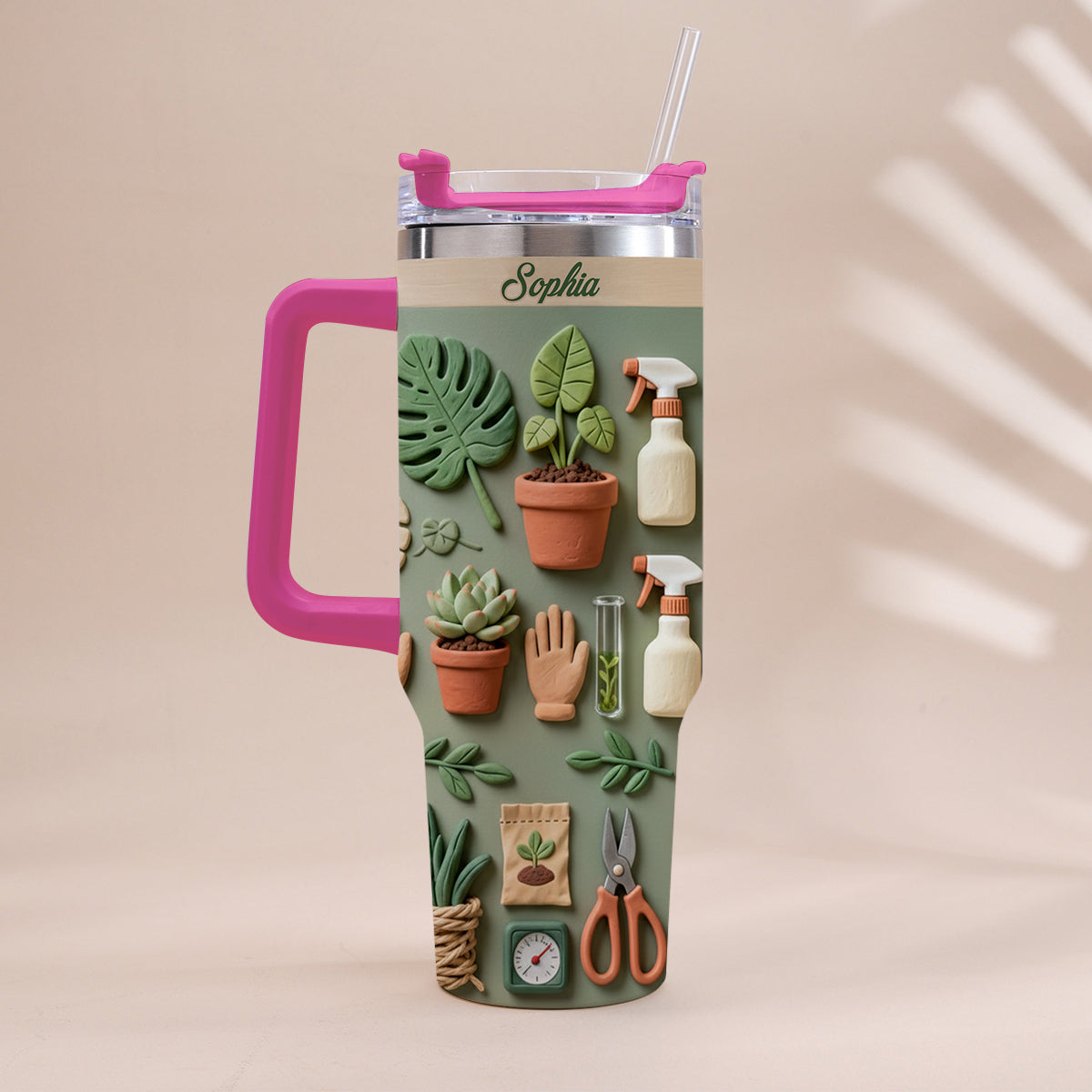 Plant Mom - Personalized Gardening Tumbler With Handle