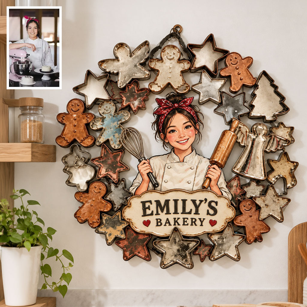 Niedlicher Ausstecher Metall Wandkunst, individuell aus jedem Foto - Personalisierte Backen Metall Schild