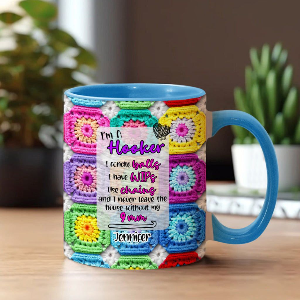 Geschenk für Häkelfans – Personalisierte Tasse mit Häkelmotiv