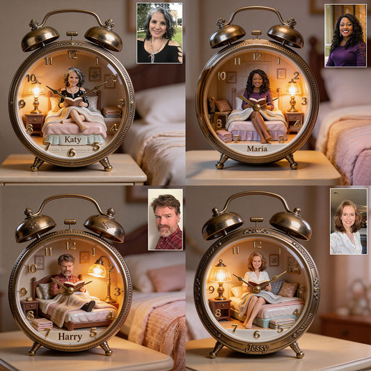 Just A Woman Who Loves Reading - Personalized Book Desk Clock Plaque