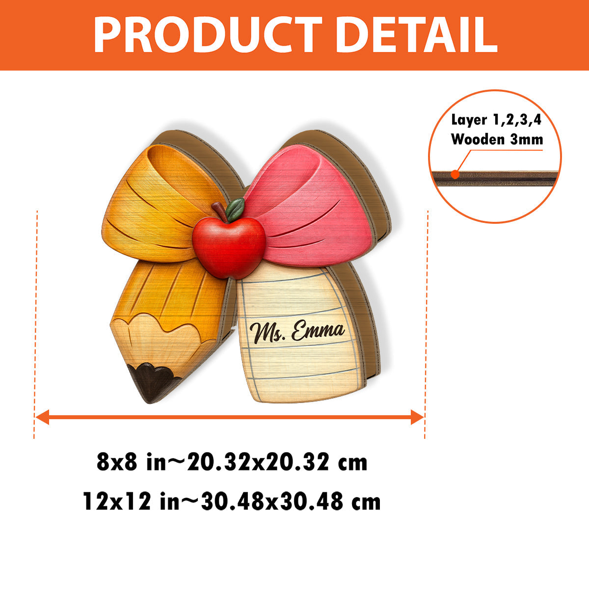 Bleistift-Papierschleife – Personalisierter Stiftehalter aus Holz für Lehrer