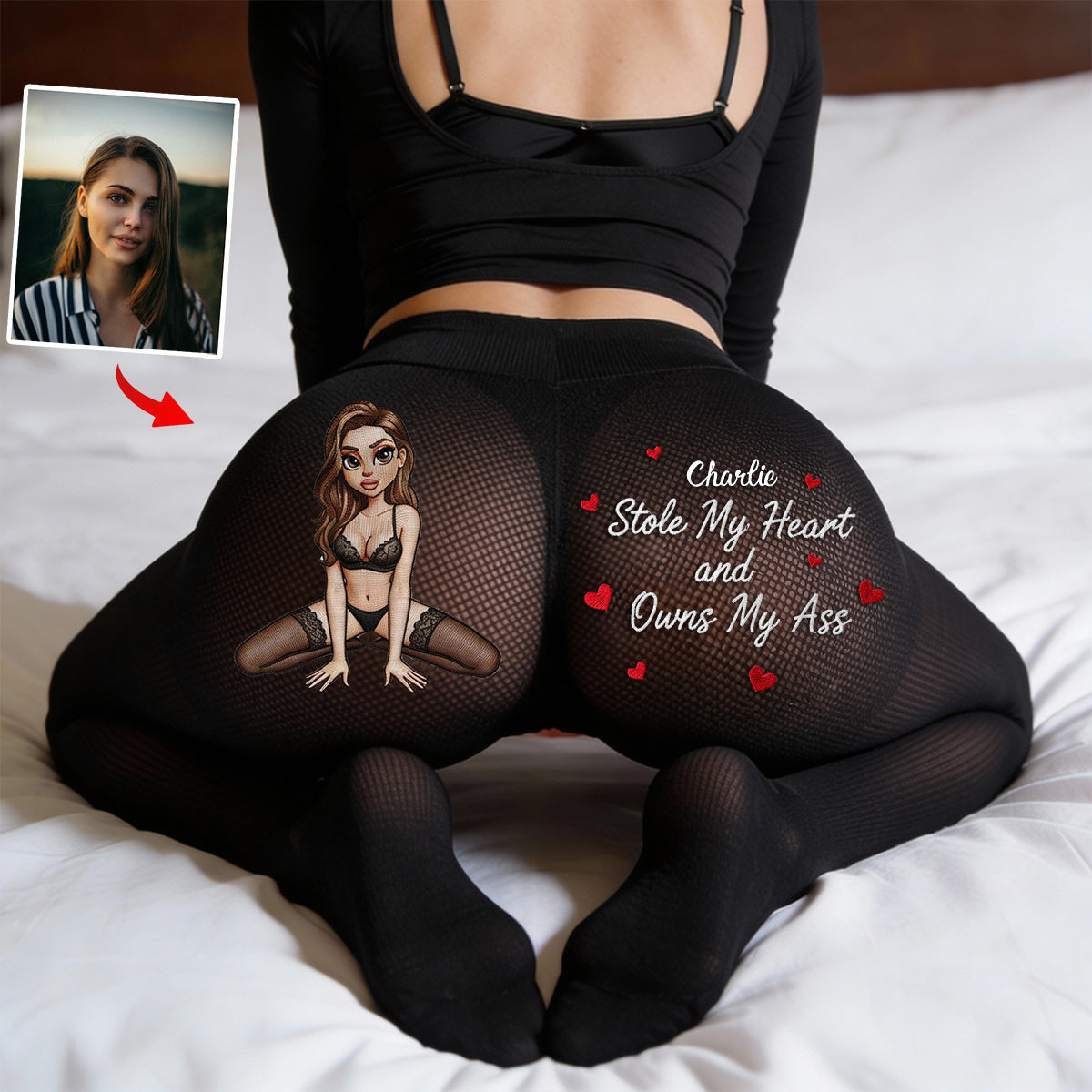 Valentinstagsgeschenk für Sie – personalisierte Damen-Partnerstrumpfhose
