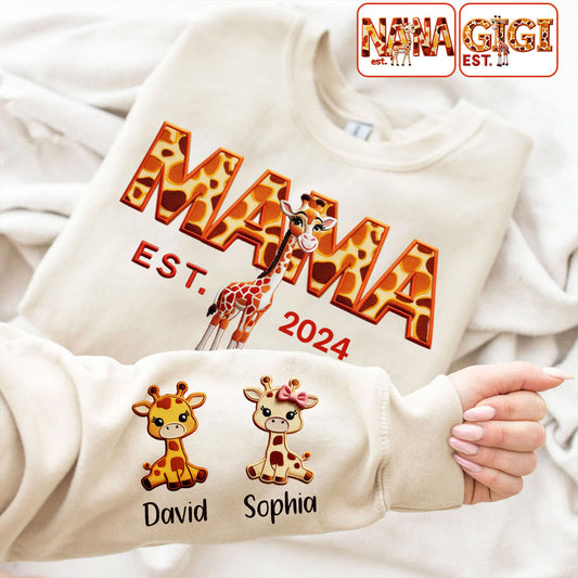 Mama Giraffe – Personalisiertes Mutter-Shirt