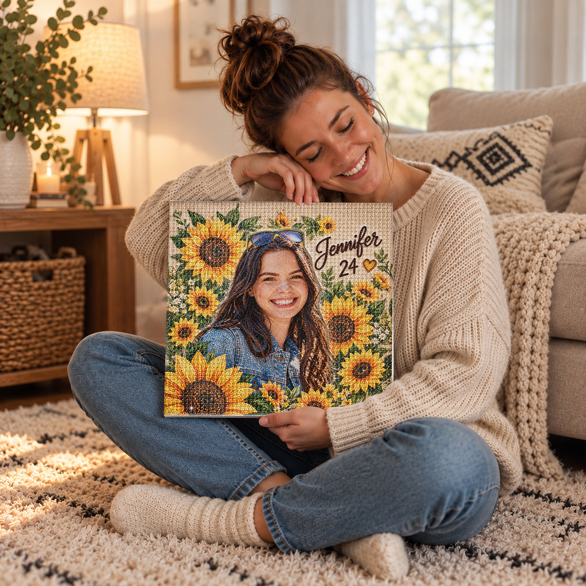 Blumen Kunst Geburtstagsgeschenk - Personalisierbares Diamantmalerei-Set