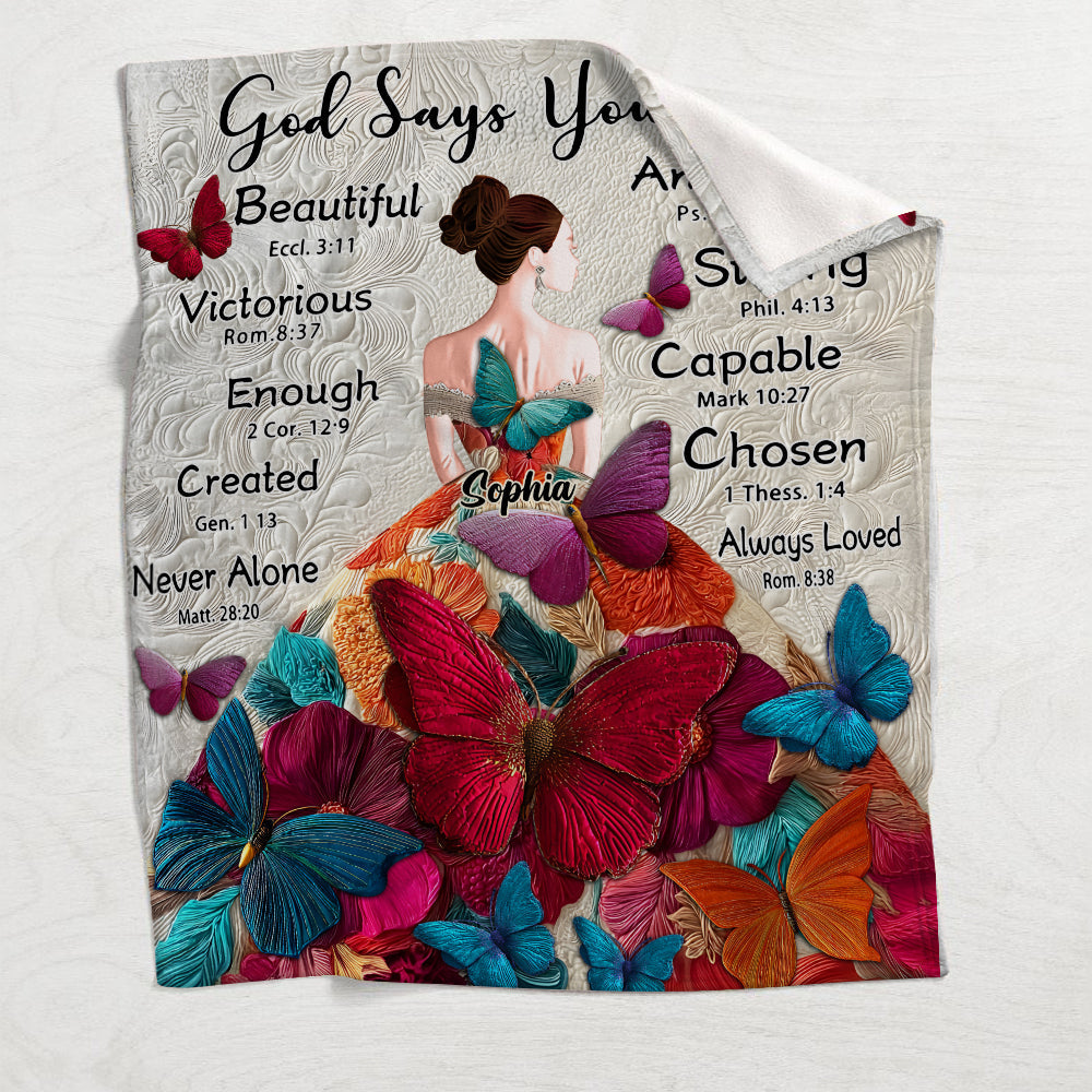 Gott sagt, du bist es – Personalisierte Schmetterlingsdecke