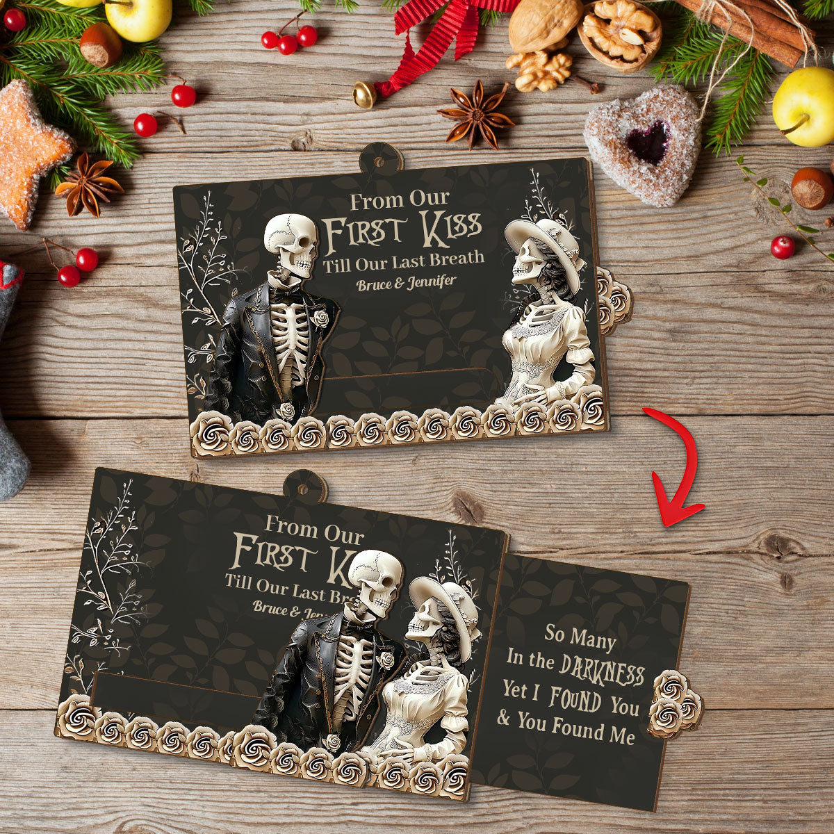 Von unserem ersten Kuss – Personalisierte Schiebetür für Paare