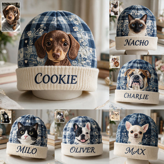 Dog Toile De Jouy - Personalized Dog Beanie Hat