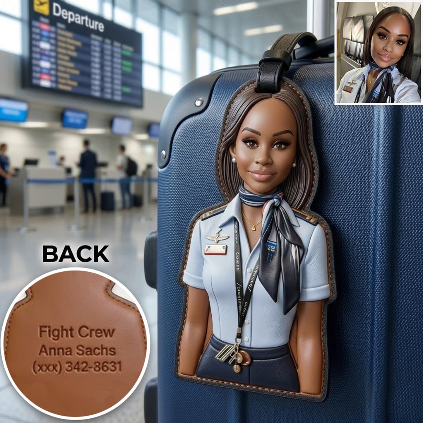Personalisierbares Gepäckanhänger für Flugbegleiter - Individueller Gepäckanhänger