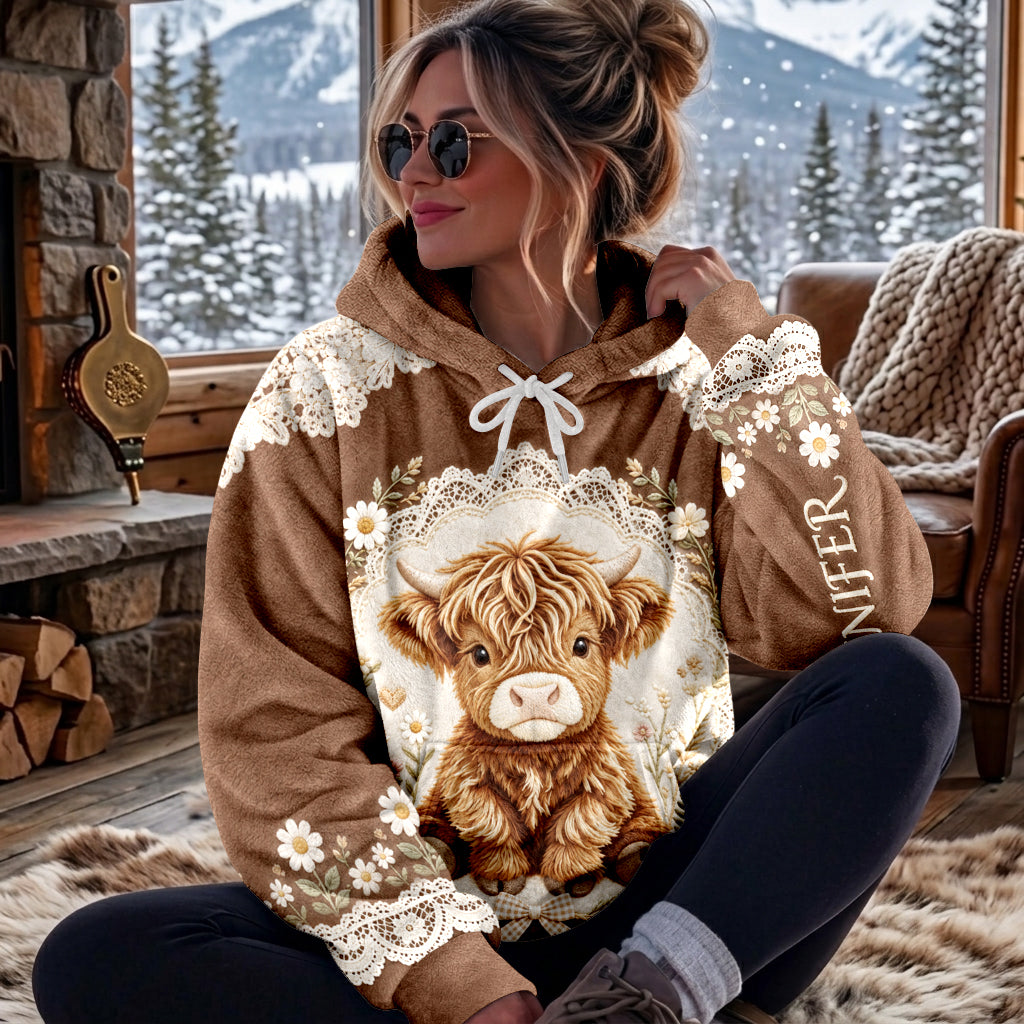 Schöne Highland Cow - Personalisierter Highland Cow Fleece Hoodie