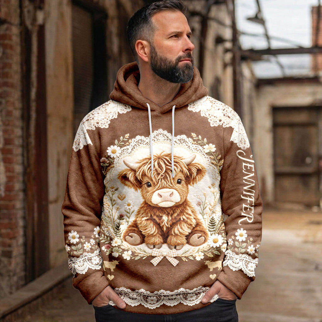 Schöne Highland Cow - Personalisierter Highland Cow Fleece Hoodie