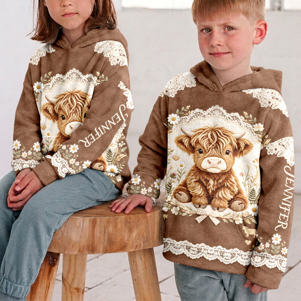 Schöne Highland Cow - Personalisierter Highland Cow Fleece Hoodie