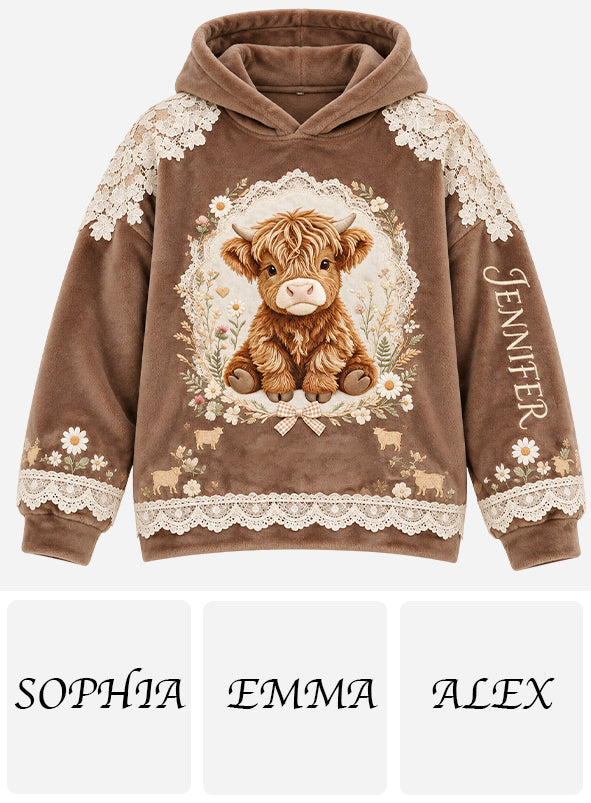 Schöne Highland Cow - Personalisierter Highland Cow Fleece Hoodie