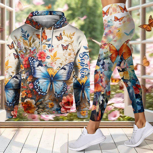 Bunter Schmetterling – Personalisierter Schmetterlings-Hoodie und Leggings