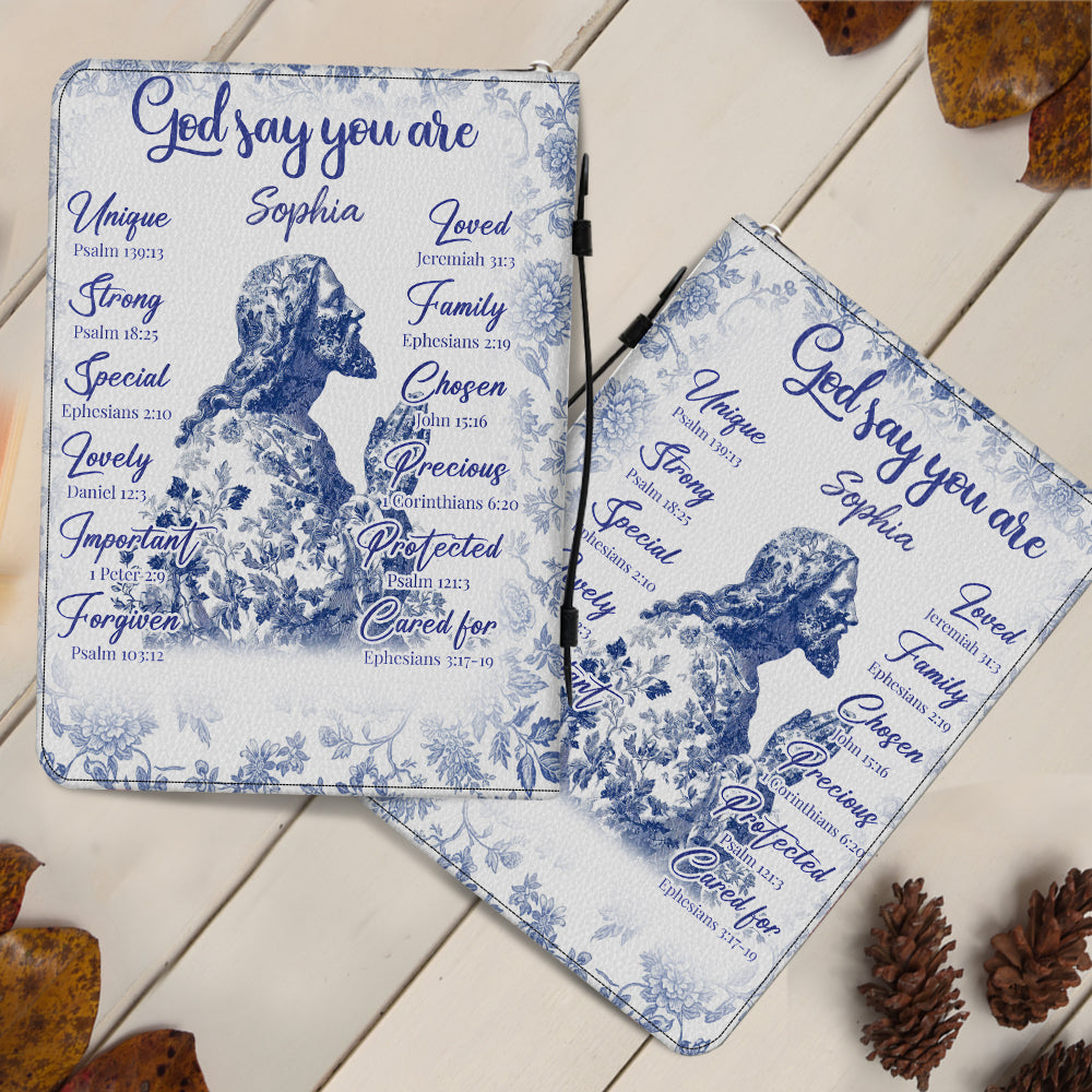 Gott sagt, du bist es – Personalisierte christliche Bibelhülle aus Leder