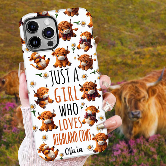 Just A Girl Who Loves Highland Cows - Personalized Highland Cow Full Print Phone Case
