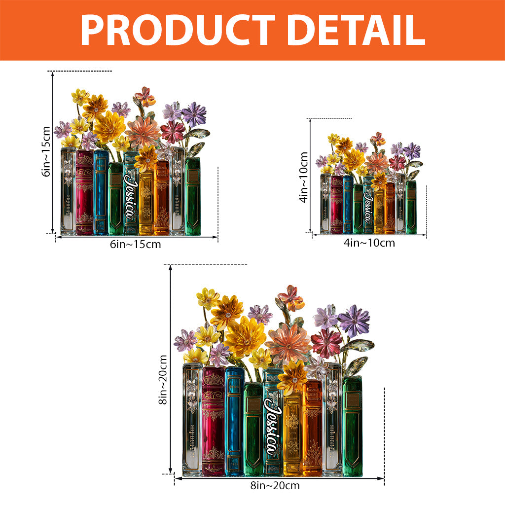 Bücher und Blumen – Personalisierte Acrylplakette in Buchform