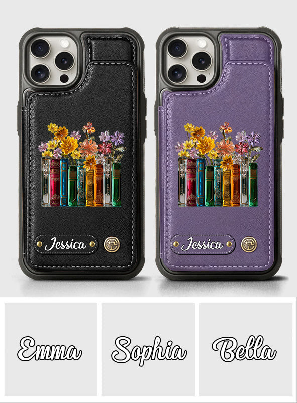 Bücher und Blumen – Personalisierte Handyhülle im Buch-Design