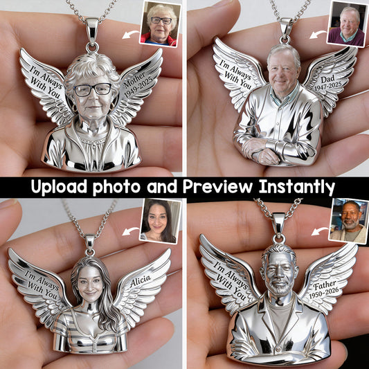 Ich bin immer bei dir – Personalisierte Gedenk-Halskette mit Anhänger aus Metall