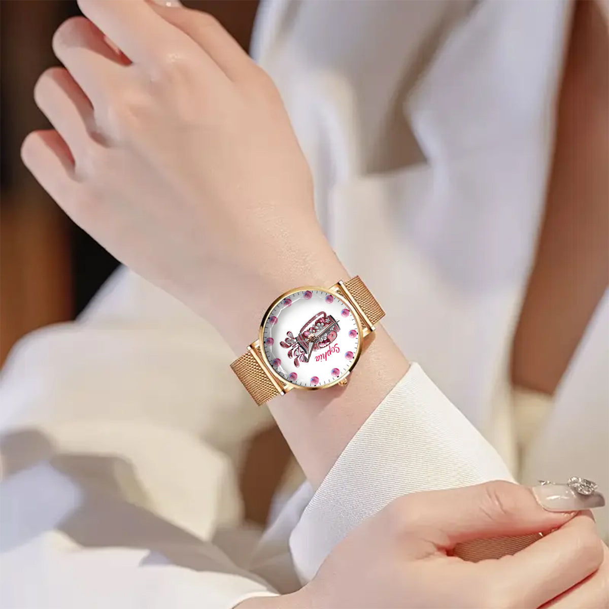 Einfach ein Mädchen, das Golf liebt – Personalisierte Golf-Damenhanduhr 