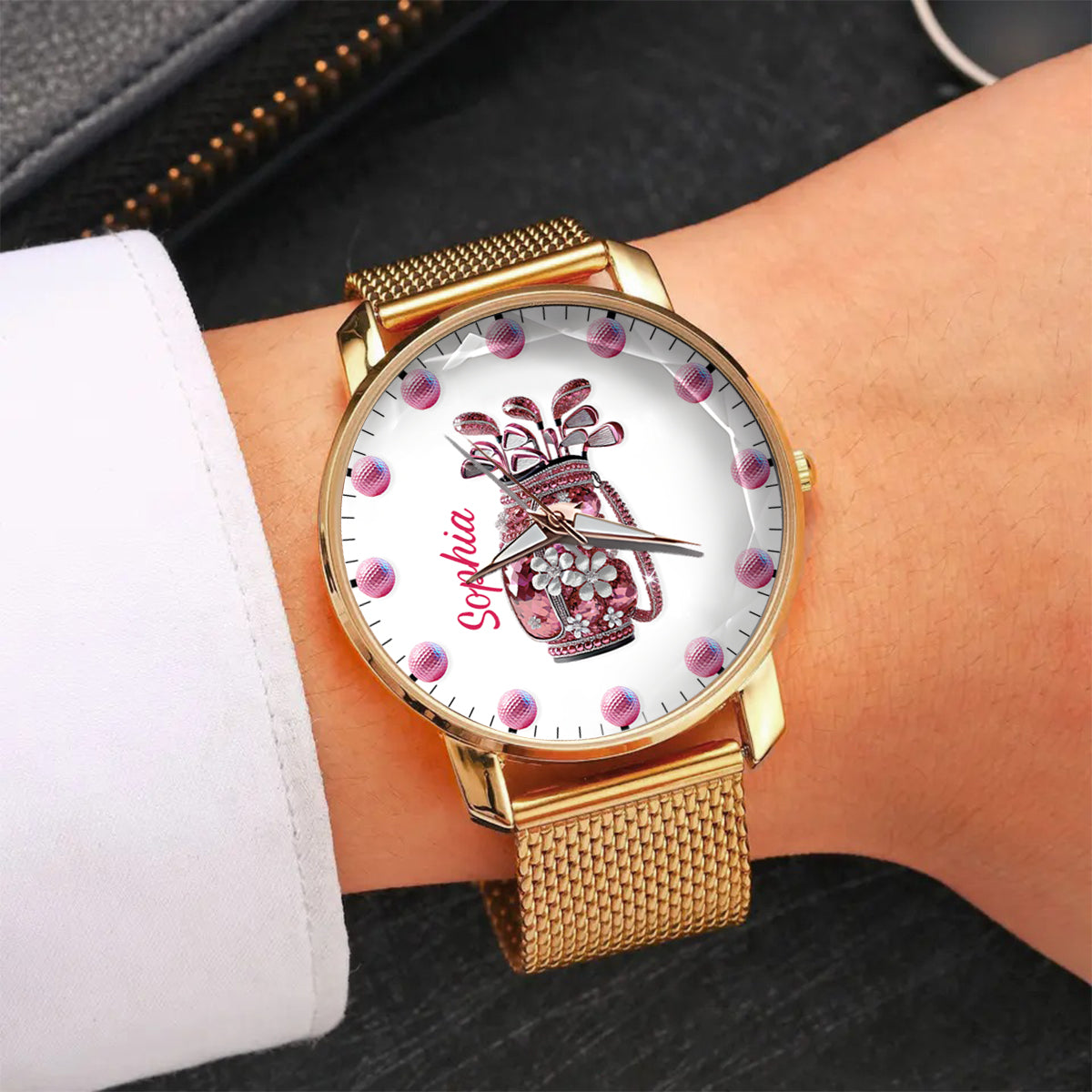Einfach ein Mädchen, das Golf liebt – Personalisierte Golf-Damenhanduhr 